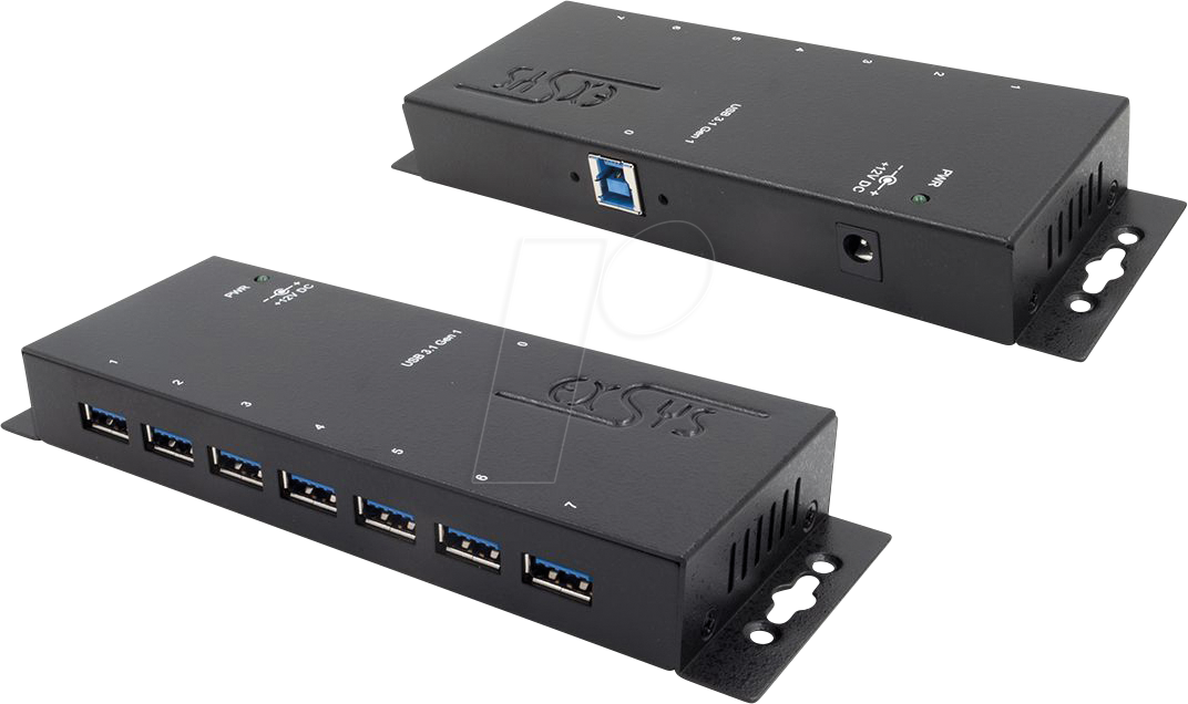 EXSYS EX1188HMS3 - USB 3.0 7-Port Industrie-Hub, 7x A, 15 kV ESD von EXSYS