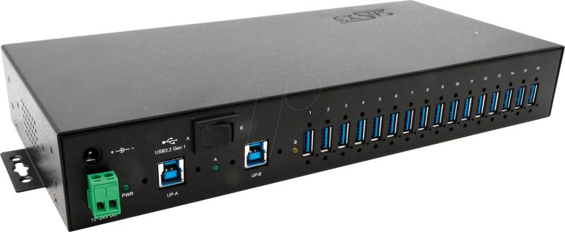 EXSYS EX1526HMVS - USB 3.0 16-Port Industrie-Hub, 15kV ESD, Din-Rail von EXSYS