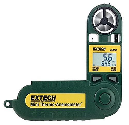 Extech Instruments Mini Thermo-Anemometer mit Luftfeuchtigkeit, grün 45158 von EXTECH