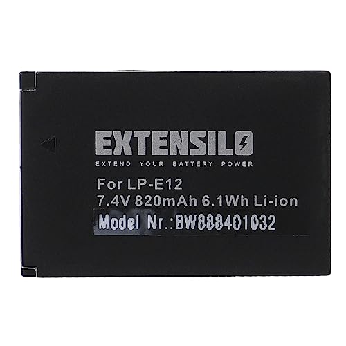 EXTENSILO 1x Akku Ersatz für Canon LP-E12 für Kamera (820 mAh, 7,4 V, Li-Ion) von EXTENSILO