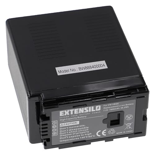 EXTENSILO 1x Akku kompatibel mit Panasonic HDC-SX5, HDC-SDT750, HDC-SDT750K Kamera (7800mAh, 7,2V, Li-Ion) von EXTENSILO