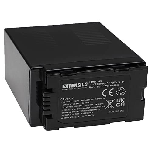 EXTENSILO 1x Akku kompatibel mit Panasonic HDC-Z1000, NV-DA1, NV-DA1B, AJ-PCS060G, AG-HVX201AE Videokamera Camcorder (7800mAh, 7,4V, Li-Ion) von EXTENSILO