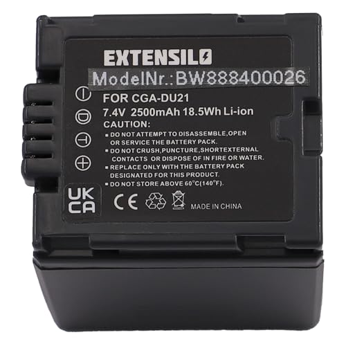 EXTENSILO 1x Akku kompatibel mit Panasonic NV-GS10, NV-GS120, NV-GS140, NV-GS150 Kamera (2500mAh, 7,4V, Li-Ion) von EXTENSILO