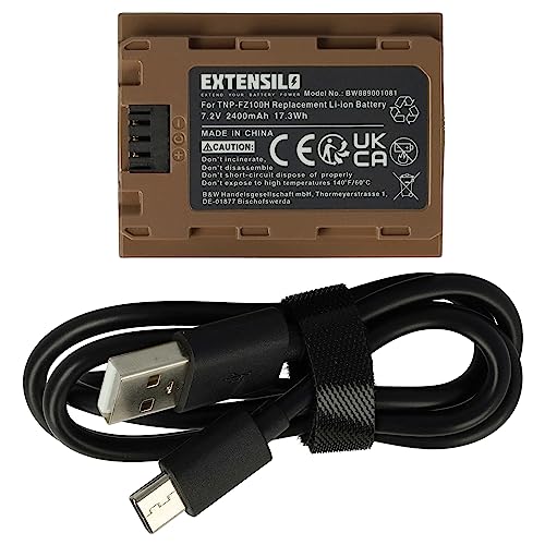 EXTENSILO 1x Akku kompatibel mit Sony Alpha A6600, A7S III, A6700, ILCE-6600, A7C R, 6700 Kamera (2400 mAh, 7,2 V, Li-Ion), USB-C Buchse von EXTENSILO