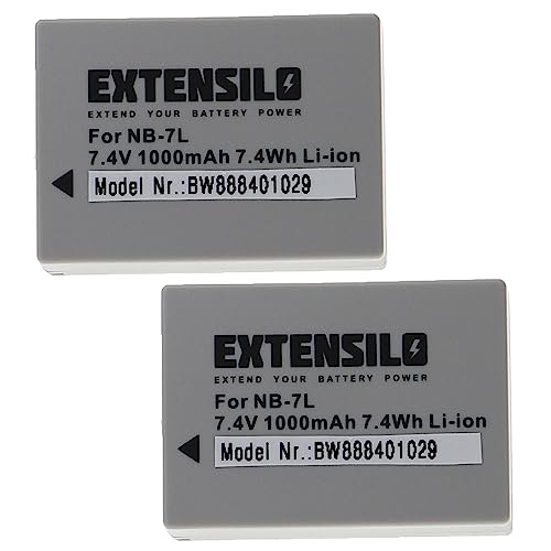 EXTENSILO 2X Akku Ersatz für Canon NB-7L für Kamera (1000 mAh, 7,4 V, Li-Ion) von EXTENSILO