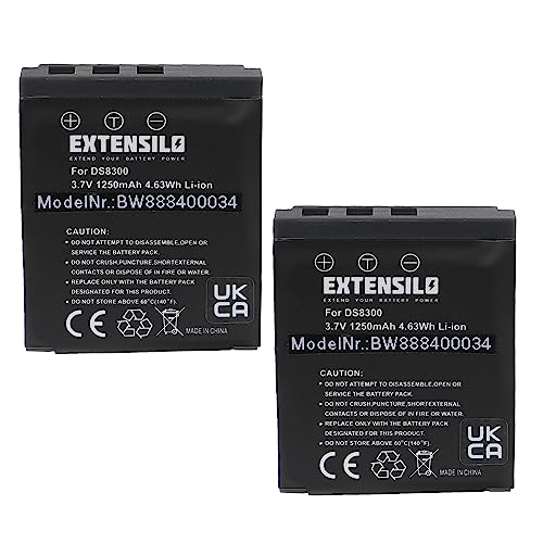 EXTENSILO 2X Akku Ersatz für DS8330-1 für Kamera (1250mAh, 3,7V, Li-Ion) von EXTENSILO