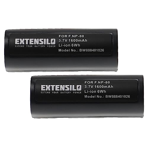 EXTENSILO 2X Akku Ersatz für Fujifilm NP-80 für Kamera (1600mAh, 3,7V, Li-Ion) von EXTENSILO