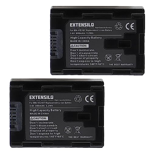 EXTENSILO 2X Akku Ersatz für JVC BN-VG108, BN-VG108E, BN-VG108U für Kamera (890mAh, 3,6V, Li-Ion) von EXTENSILO