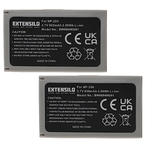 EXTENSILO 2X Akku Ersatz für Minolta NP-200 für Kamera (800 mAh, 3,7 V, Li-Ion) von EXTENSILO