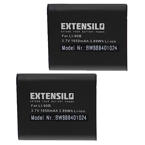 EXTENSILO 2X Akku Ersatz für Olympus Li-90B, Li-92B für Kamera (1050mAh, 3,7V, Li-Ion) von EXTENSILO