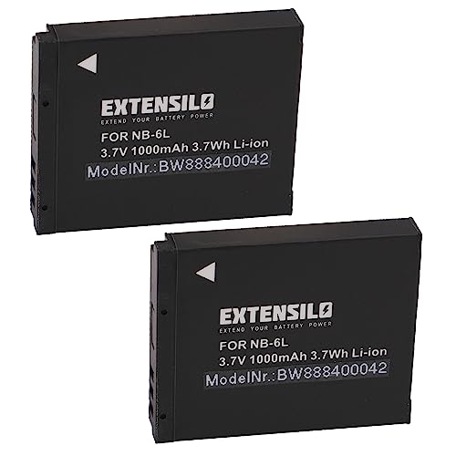 EXTENSILO 2X Akku kompatibel mit Canon Digital Ixus 25is, 105is, 200is, 210, 300HS, 310HS Kamera (1000mAh, 3,7V, Li-Ion) von EXTENSILO