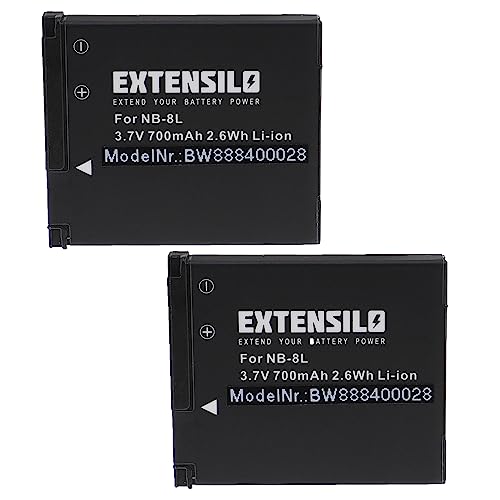 EXTENSILO 2X Akku kompatibel mit Canon PowerShot A3200 is, A3100 is, A3150 is, A3200IS Kamera (700mAh, 3,7V, Li-Ion) von EXTENSILO