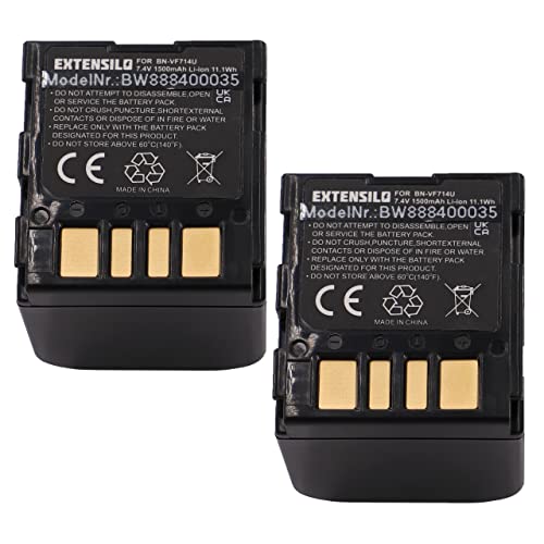 EXTENSILO 2X Akku kompatibel mit JVC GR-D245, GR-D245E, GR-D245EG, GR-D247, GR-D250 Kamera (1500mAh, 7,4V, Li-Ion) von EXTENSILO