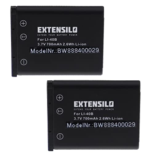 EXTENSILO 2X Akku kompatibel mit Medion MD86121, MD86123, MD86124, MD86276, MD86295 Kamera (700mAh, 3,7V, Li-Ion) von EXTENSILO