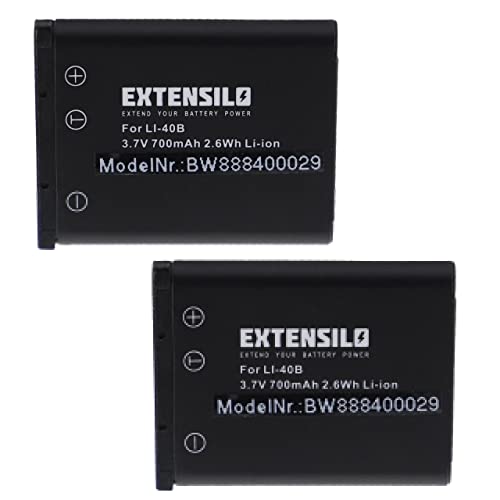 EXTENSILO 2X Akku kompatibel mit Medion MD87366, MD87657, MD87857 Kamera (700mAh, 3,7V, Li-Ion) von EXTENSILO