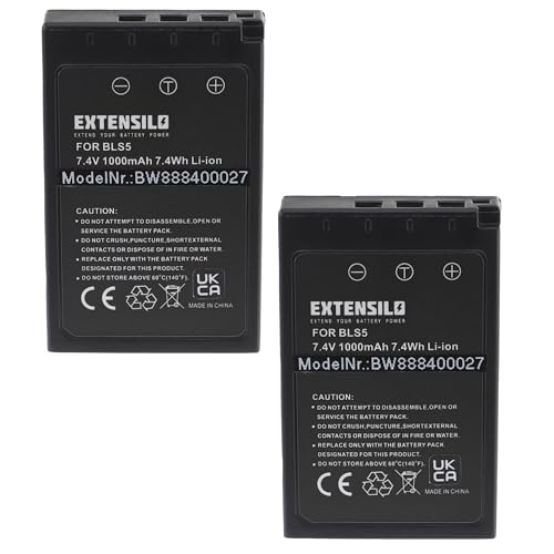 EXTENSILO 2X Akku kompatibel mit Olympus Pen E-P7, E-PL2 Kamera (1000mAh, 7,4V, Li-Ion) mit Infochip von EXTENSILO