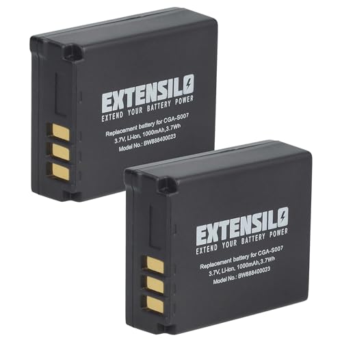 EXTENSILO 2X Akku kompatibel mit Panasonic Lumix DMC-TZ1, DMC-TZ2, DMC-TZ11, DMC-TZ15 Kamera (1000mAh, 3,7V, Li-Ion) von EXTENSILO