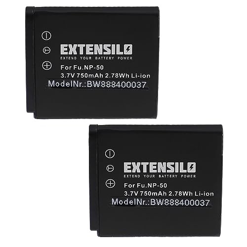 EXTENSILO 2X Akku kompatibel mit Pentax Optio S10, S12, VS20 Kamera (750mAh, 3,7V, Li-Ion) von EXTENSILO