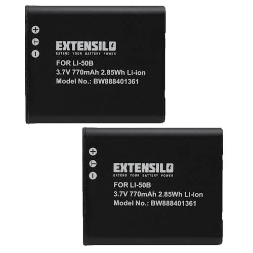 EXTENSILO 2X Akku kompatibel mit Ricoh WG-5 GPS, WG-4 GPS, WG-2, WG-4, WG-6, WG-70, WG-20, WG-60 Kamera (770 mAh, 3,7 V, Li-Ion) von EXTENSILO