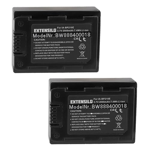 EXTENSILO 2X Akku kompatibel mit Samsung SMX-F40, HMX-S15BN, HMX-S15BP, HMX-S16 Kamera (2000mAh, 3,7V, Li-Ion) von EXTENSILO