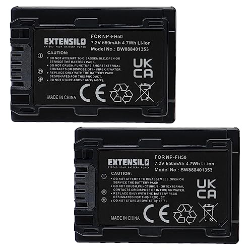 EXTENSILO 2X Akku kompatibel mit Sony DCR-SX50E, DCR-SX50, HDR-CX105, GDR-CX105E Kamera (650mAh, 7,2V, Li-Ion) von EXTENSILO