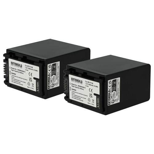 EXTENSILO 2X Akku kompatibel mit Sony FDR-AX33, FDR-AX53E, FDR-AX43, FDR-AX700, FDR-AX60, FDR-AX53 Kamera (3300 mAh, 7,4 V, Li-Ion) von EXTENSILO