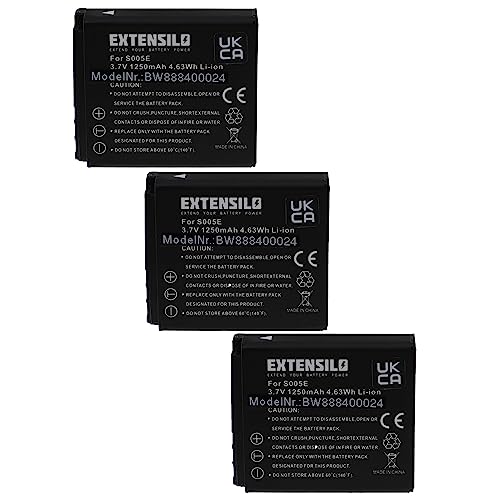 EXTENSILO 3X Akku Ersatz für Fuji/Fujifilm NP-70 für Kamera (1250mAh, 3,7V, Li-Ion) von EXTENSILO