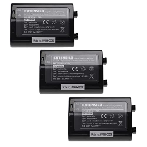 EXTENSILO 3X Akku Ersatz für Nikon EN-EL4e, EN-EL4a, EN-EL4 für Kamera (3350 mAh, 11,1 V, Li-Ion) von EXTENSILO