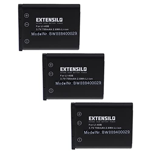 EXTENSILO 3X Akku kompatibel mit Aldi Traveler Slimline Super Slim XS-4000, XS4000 Kamera (700mAh, 3,7V, Li-Ion) von EXTENSILO