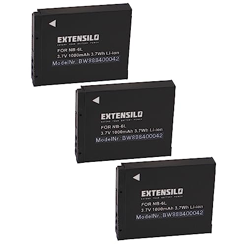 EXTENSILO 3X Akku kompatibel mit Canon PowerShot SX260 HS, SX260HS, SX270 HS, SX280 HS Kamera (1000mAh, 3,7V, Li-Ion) von EXTENSILO