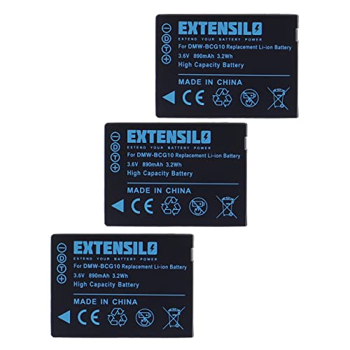 EXTENSILO 3X Akku kompatibel mit Panasonic Lumix DMC-TZ31, DMC-TZ36, DMC-TZ6, DMC-TZ7 Kamera (890mAh, 3,6V, Li-Ion) von EXTENSILO