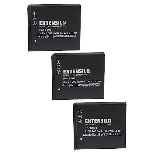 EXTENSILO 3X Akku kompatibel mit Panasonic SDR-S7E, SDR-S7EG-K, SDR-S7EG-S, SDR-S9 Kamera (1000mAh, 3,7V, Li-Ion) von EXTENSILO