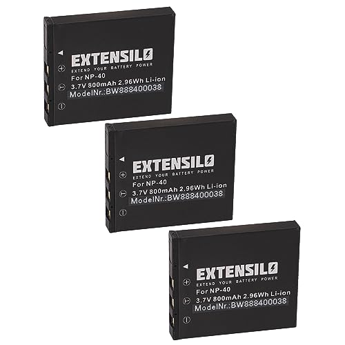 EXTENSILO 3X Akku kompatibel mit Pentax Optio S, S4, S4i, S5i, S5n, S5z, S6, S7, SV Kamera (800mAh, 3,7V, Li-Ion) von EXTENSILO