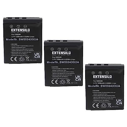 EXTENSILO 3X Akku kompatibel mit Premier DS8330 Kamera (1250mAh, 3,7V, Li-Ion) von EXTENSILO