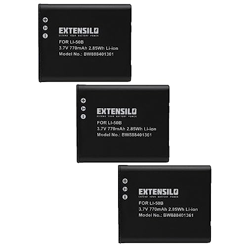 EXTENSILO 3X Akku kompatibel mit Ricoh Theta Z1, WG-5 GPS, WG-4 GPS, WG-2, WG-4, WG-6, WG-70, WG-20, WG-60 Kamera (770 mAh, 3,7 V, Li-Ion) von EXTENSILO