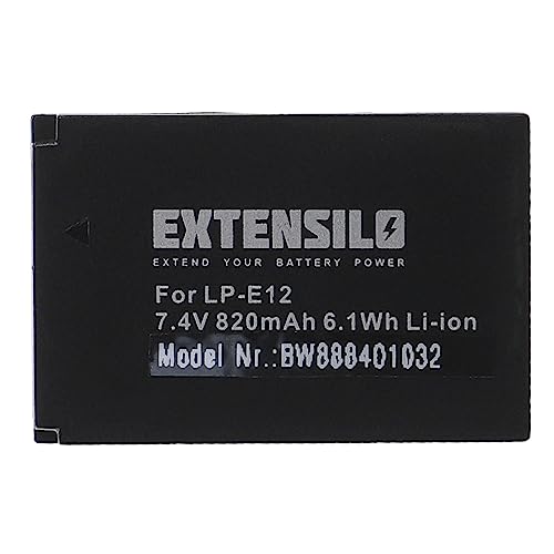 EXTENSILO Akku Ersatz für Canon LP-E12 für Kamera (820mAh, 7,4V, Li-Ion) von EXTENSILO