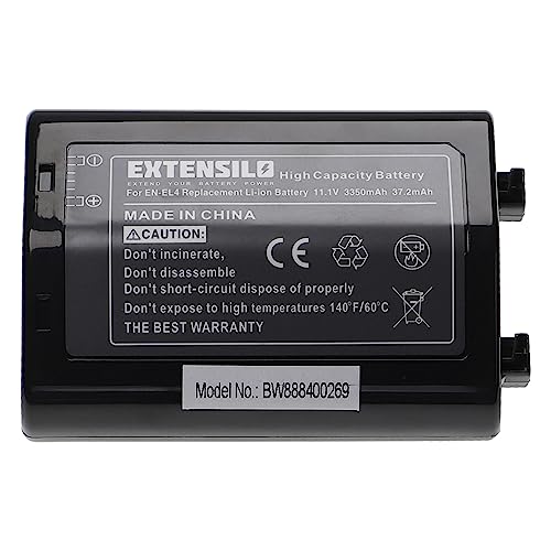 EXTENSILO Akku Ersatz für Nikon EN-EL4, EN-EL4a, EN-EL4e für Kamera (3350mAh, 11,1V, Li-Ion) von EXTENSILO