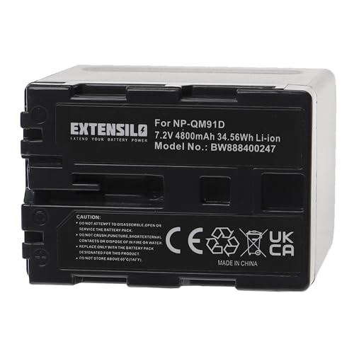 EXTENSILO Akku Ersatz für Sony NP-QM71D, NP-QM91, NP-QM91D für Kamera (4800mAh, 7,2V, Li-Ion) von EXTENSILO