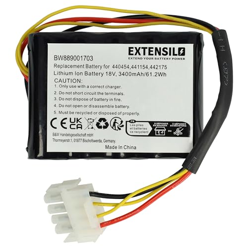 EXTENSILO Akku kompatibel mit AL-KO Solo Robolinho 1000, 700, 700E, 1100 Rasenmäher (3400mAh, 18V, Li-Ion) von EXTENSILO