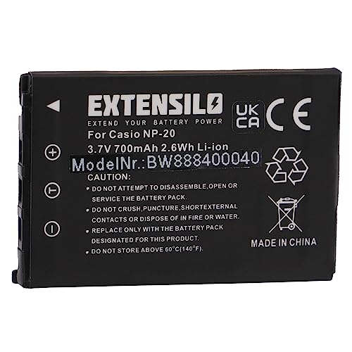 EXTENSILO Akku kompatibel mit Casio Exilim EX-S880, EX-Z11, EX-Z12, EX-Z3, EX-Z4, EX-Z5 Kamera (700mAh, 3,7V, Li-Ion) von EXTENSILO