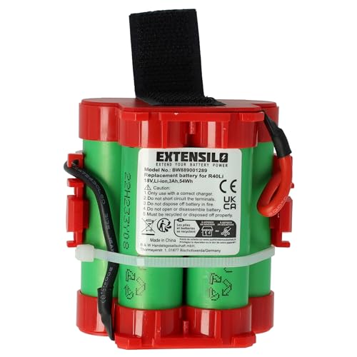EXTENSILO Akku kompatibel mit McCulloch ROB R600 2019, ROB R800 2017, ROB R800 2018 Rasenroboter Rasenmäher (3000mAh, 18V, Li-Ion) von EXTENSILO