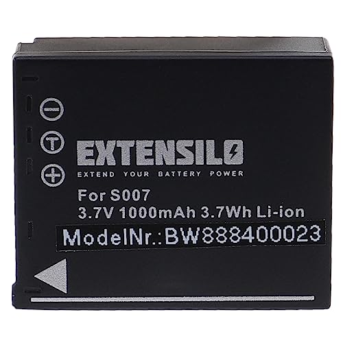 EXTENSILO Akku kompatibel mit Panasonic Lumix DMC-TZ3, DMC-TZ4, DMC-TZ5, DMC-TZ50 Kamera (1000mAh, 3,7V, Li-Ion) von EXTENSILO