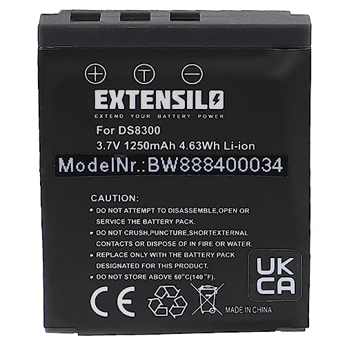 EXTENSILO Akku kompatibel mit Rollei RCP-7430xw, RCP-8527X, RCP-8427XW Kamera (1250mAh, 3,7V, Li-Ion) von EXTENSILO