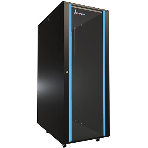 EXTRALINK 32U 600X1000, Rack, stehend, ideal für Netzwerk-Serverräume, CCTV-Kontrolle, Unternehmen, IT-Unternehmen, einfache Installation, schwarz. von EXTRALINK