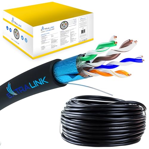 EXTRALINK CAT 5E FTP F/UTP Outdoor Ethernet Kabel 100 METER Extern Twisted Pair Internet Kabel LAN Verlegekabel AWG24 CCA UTP RJ45 Kupfer Kabel Installationskabel von EXTRALINK