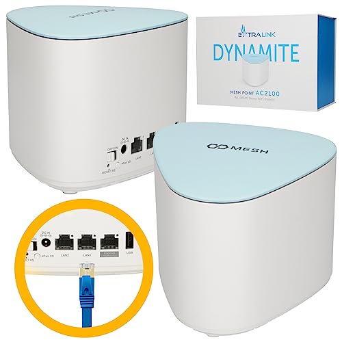 EXTRALINK Dynamite C21 AC2100 2100Mb/s, Mesh WLAN Dual Band 5GHz 2,4GHz, MU-MIO Mesh WiFi, Kabel Router Gigabit 1000Mb/s Mesh Repeater, USB Mesh-WiFi-System für Zuhause, Plug and Play, DHCP von EXTRALINK
