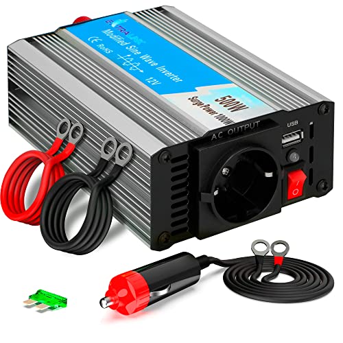 EXTRALINK OPIM - 500W Spannungswandler 12V 230V Wechselrichter 500W modifizierter Sinus Stromwandler KFZ Inverter DC AC Umwandler Fahrzeuge Auto Wohnmobil KFZ USB Port von EXTRALINK