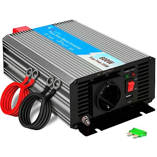 EXTRALINK OPIM - 600W Spannungswandler 12V 230V Wechselrichter 600W Reiner Sinus Stromwandler KFZ Inverter DC AC Umwandler Fahrzeuge Auto Wohnmobil KFZ USB Port von EXTRALINK