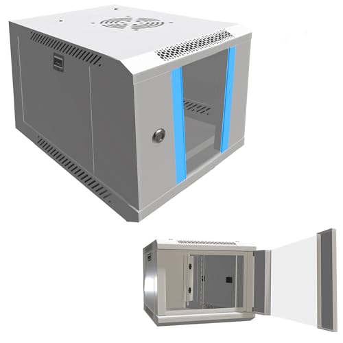 Extralink Netzwerkschrank 10 Zoll 4HE - Serverschrank Wandmontage - Netzwerkschrank HxBxT 279x300x300 mit Fronttür aus Gehärtetem Glas, Traglast 30kg, 180 Grad Öffnung, Grau von EXTRALINK
