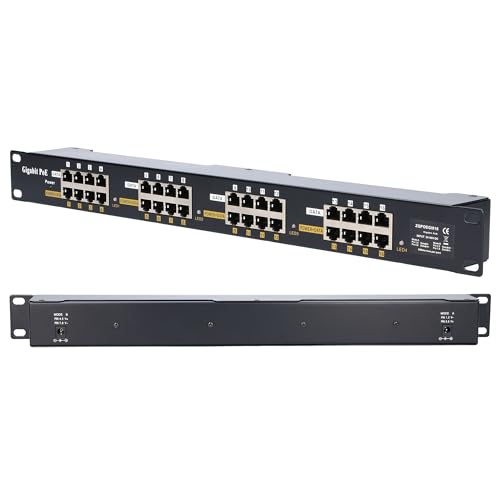 Extralink PoE Injector 16 Port Gigabit, einschließlich Kabel, Fast Ethernet, Kurzschluss- und Überspannungsschutz, Zwei RJ-45 Ports, PoE Adapter, PoE Injektor von EXTRALINK